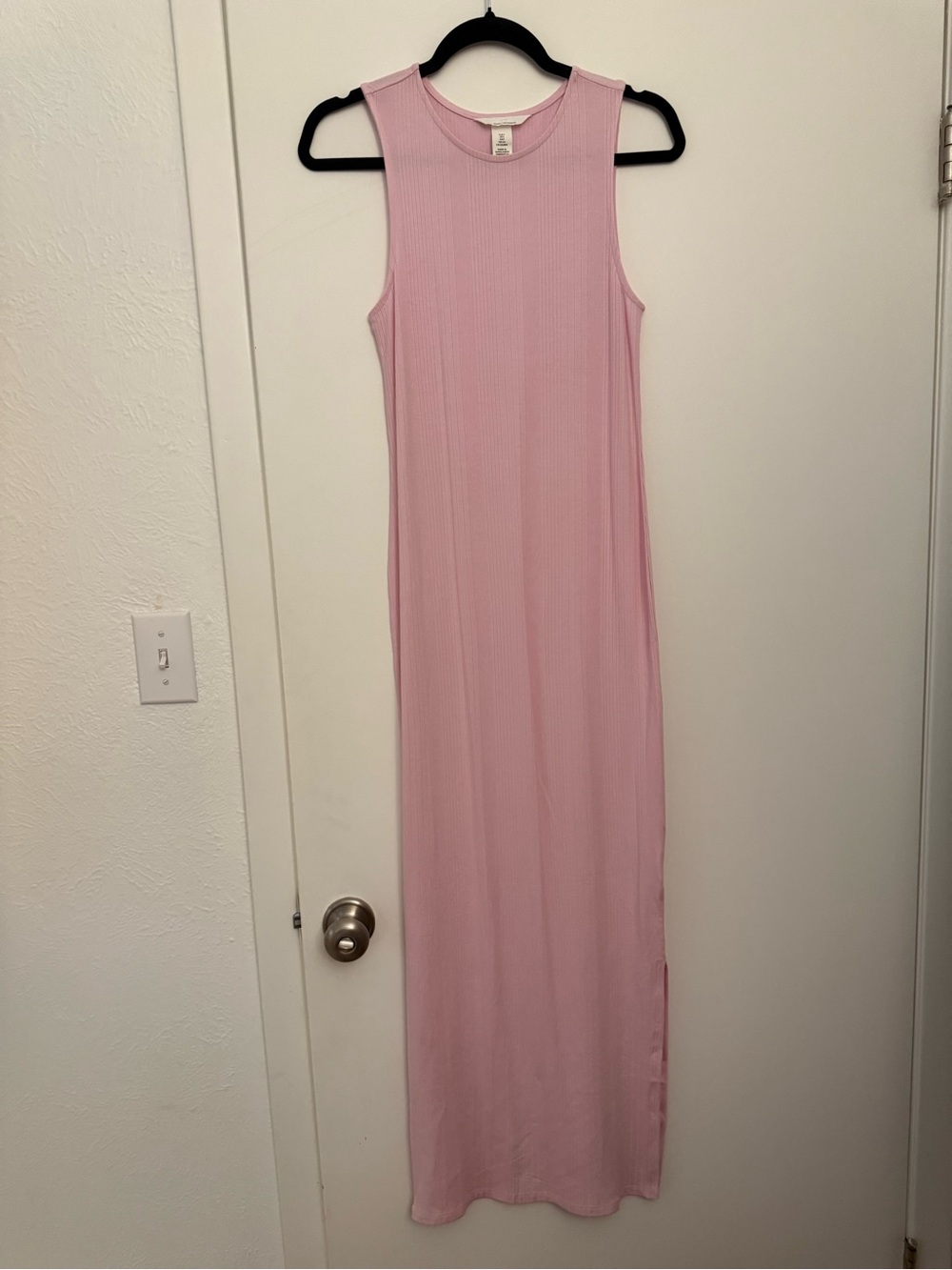 Sleeveless Ribbed Maternity Dress - Pink